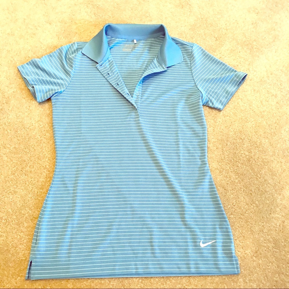 NWOT Nike blue and white striped polo